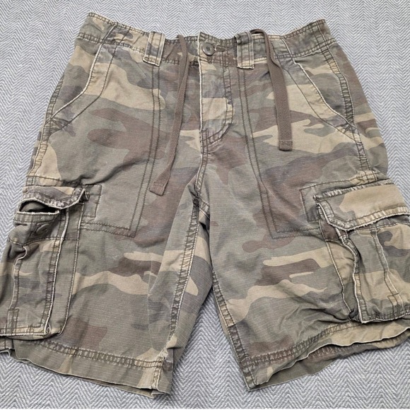 Mossimo Supply Co Men Camo Cargo Shorts Size 30 Green Ripstop Drawstring Utility - Picture 2 of 8